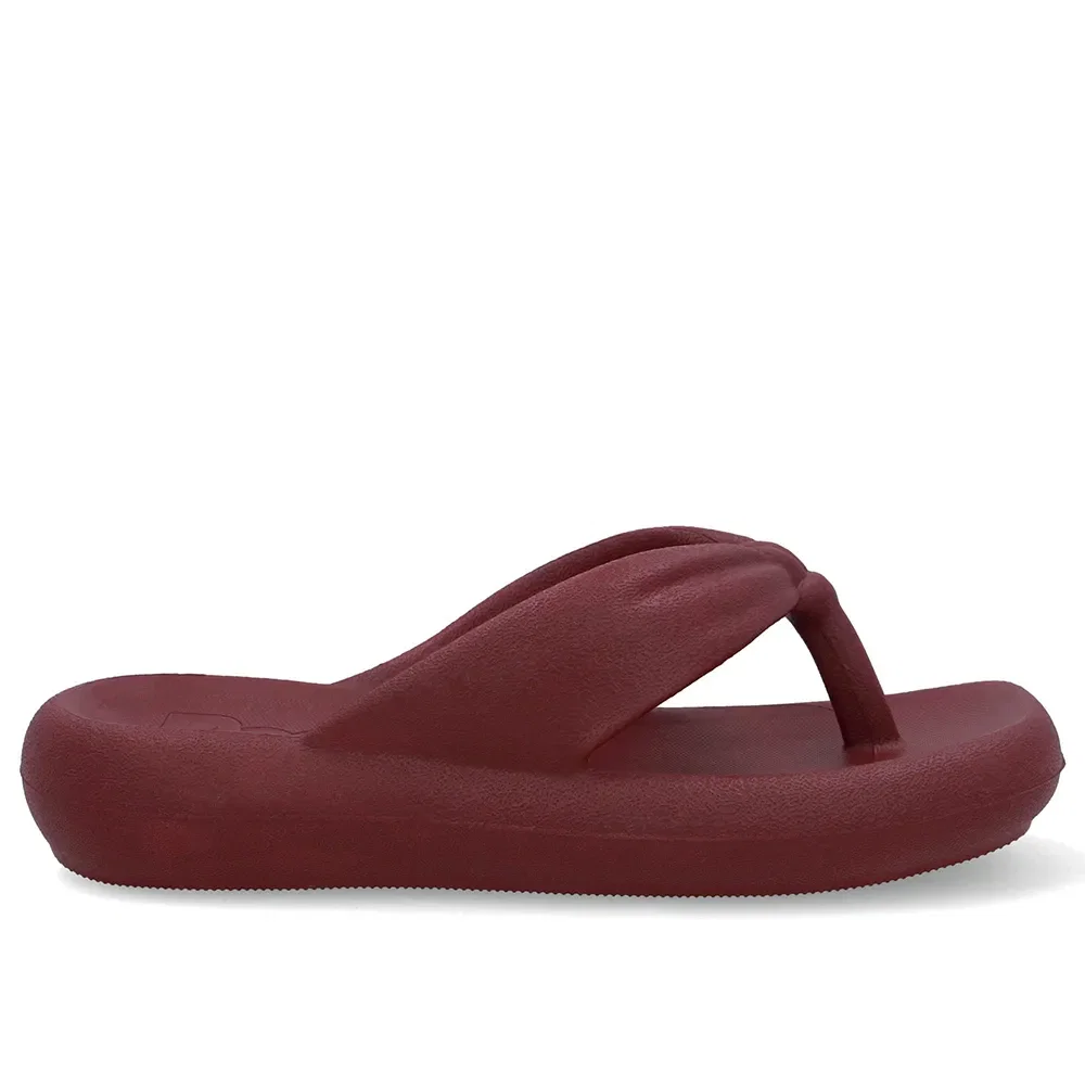 Chinelo Vermelho Poofy Bico Quadrado Eva