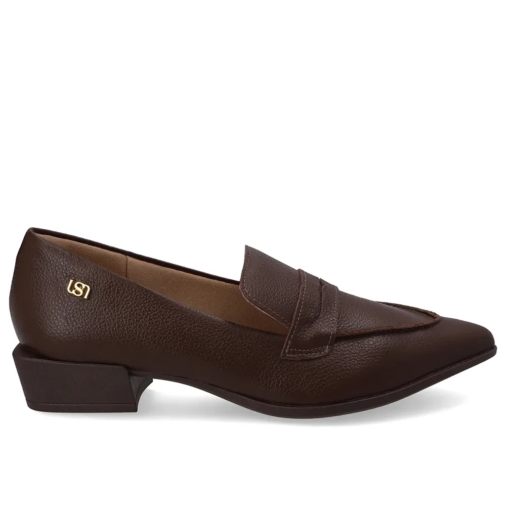 Loafer Couro Marrom Bico Fino — imagem 1