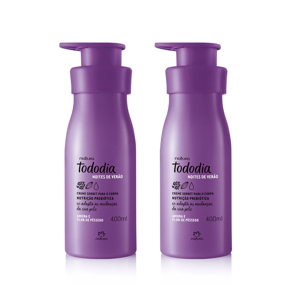 Kit Creme Sorbet Desodorante Nutritivo para o Corpo Tododia Amora e Flor de Pêssego 2 un de 400 ml