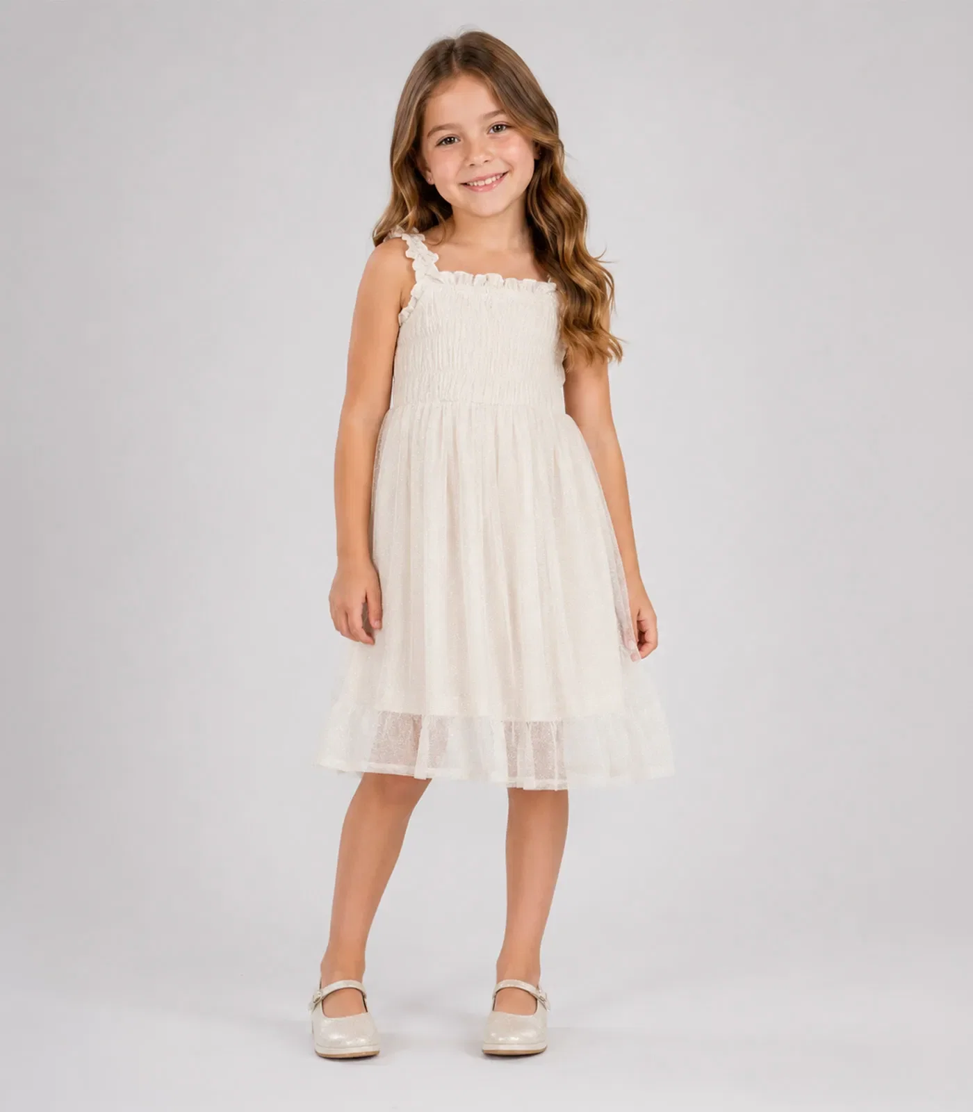 Vestido Menina Cotton Leve Trick Nick Bege