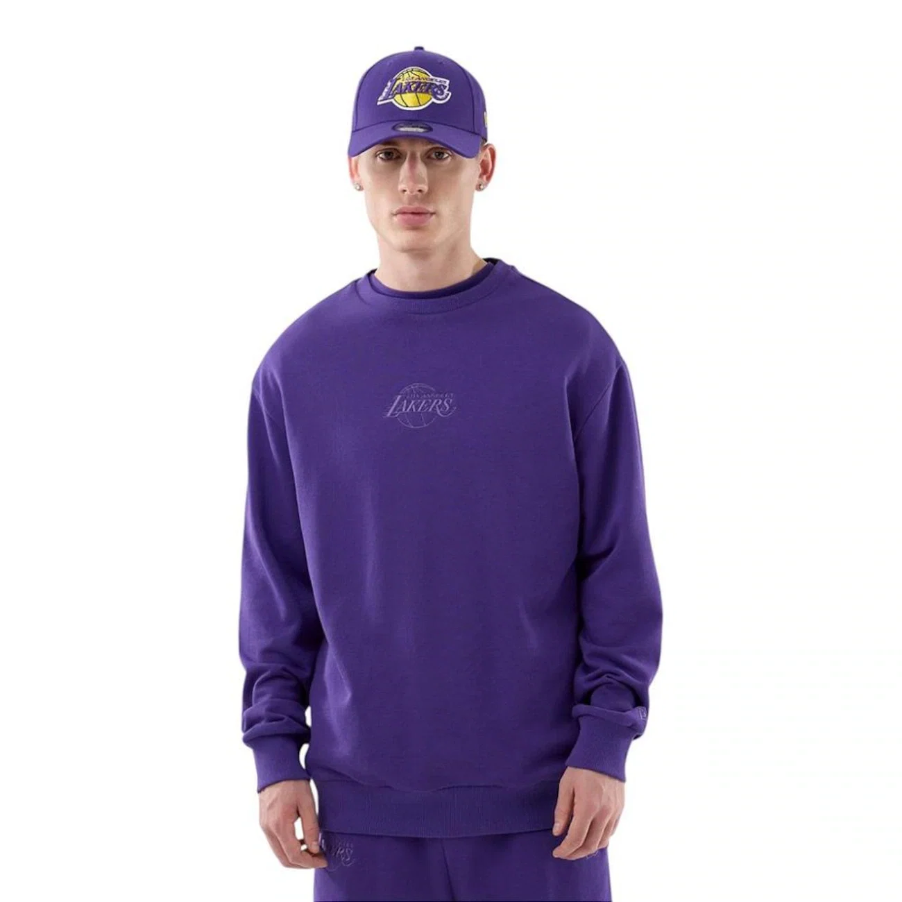 Blusão de Moletom New Era Tonal Crew Los Angeles Lakers Masculino
