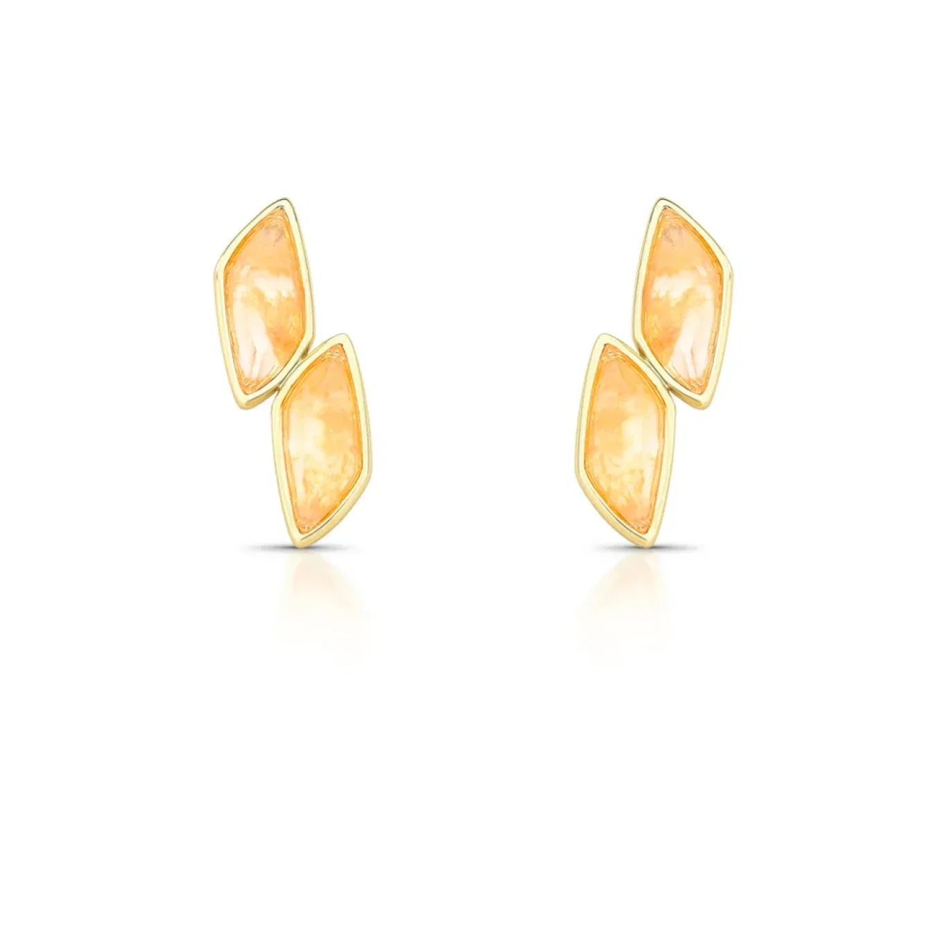 Brinco Pedras Navetes Rutilo Folheado a Ouro 18k