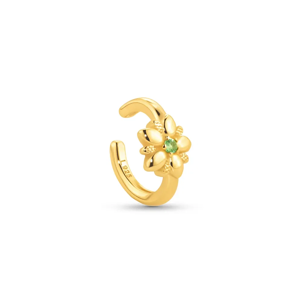 Piercing Life Botânica com Banho Ouro Amarelo Cravejado Verde