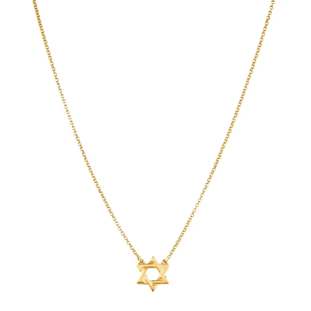 Colar Life Estrela de Davi Religião Prata Banho Ouro Amarelo