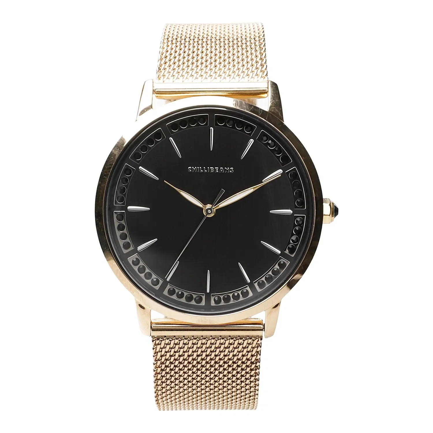 Relógio Analógico Feminino Chilli Beans Cristais Metal Dourado