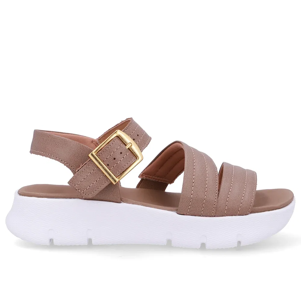 Sandália Tiras Couro Marrom Fendi Linha Enfeite
