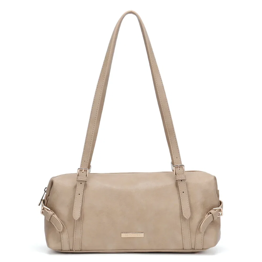 Bolsa Baguete Fivelas Bege