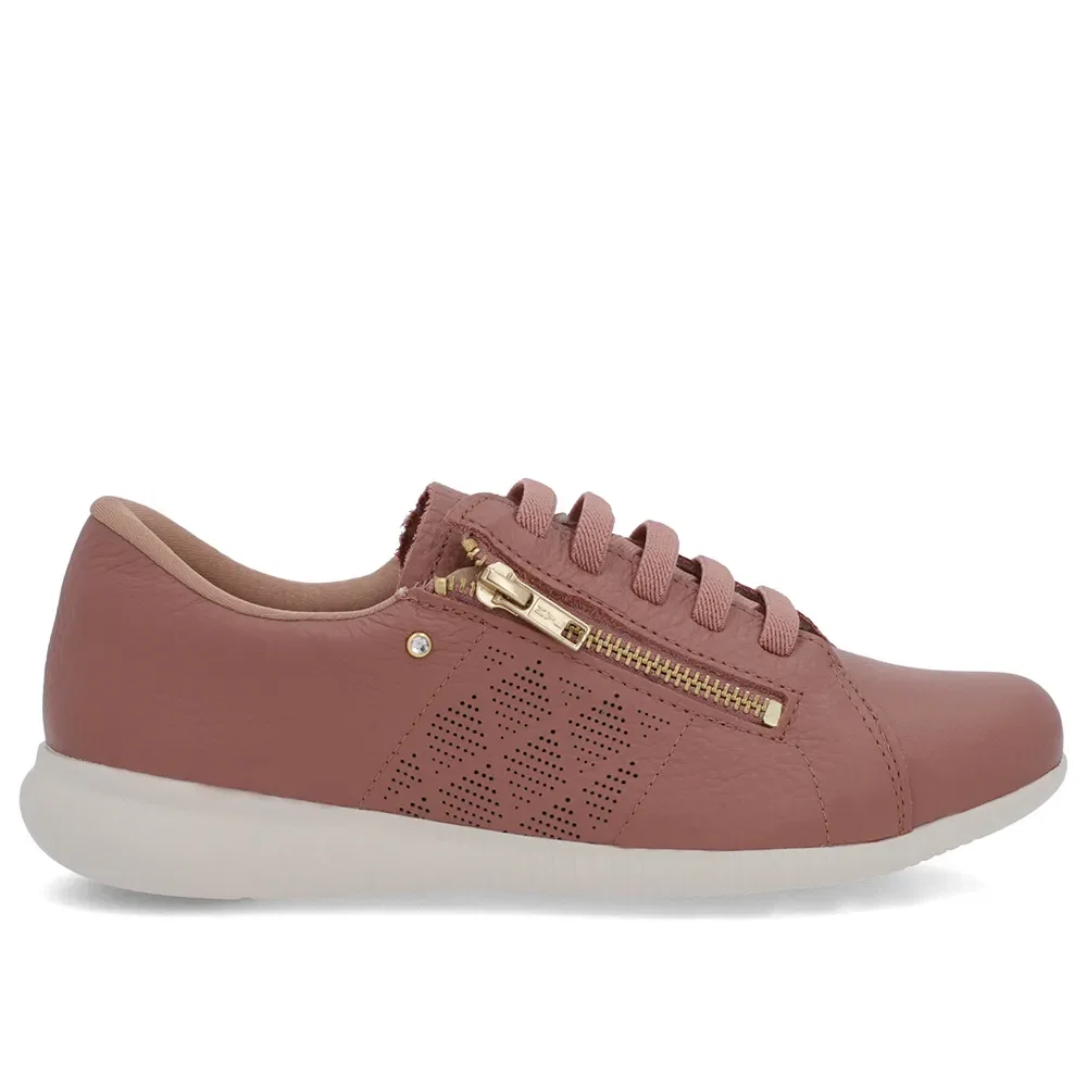 Tênis Rosa Vintage Couro Laser Zíper Lateral — imagem 1