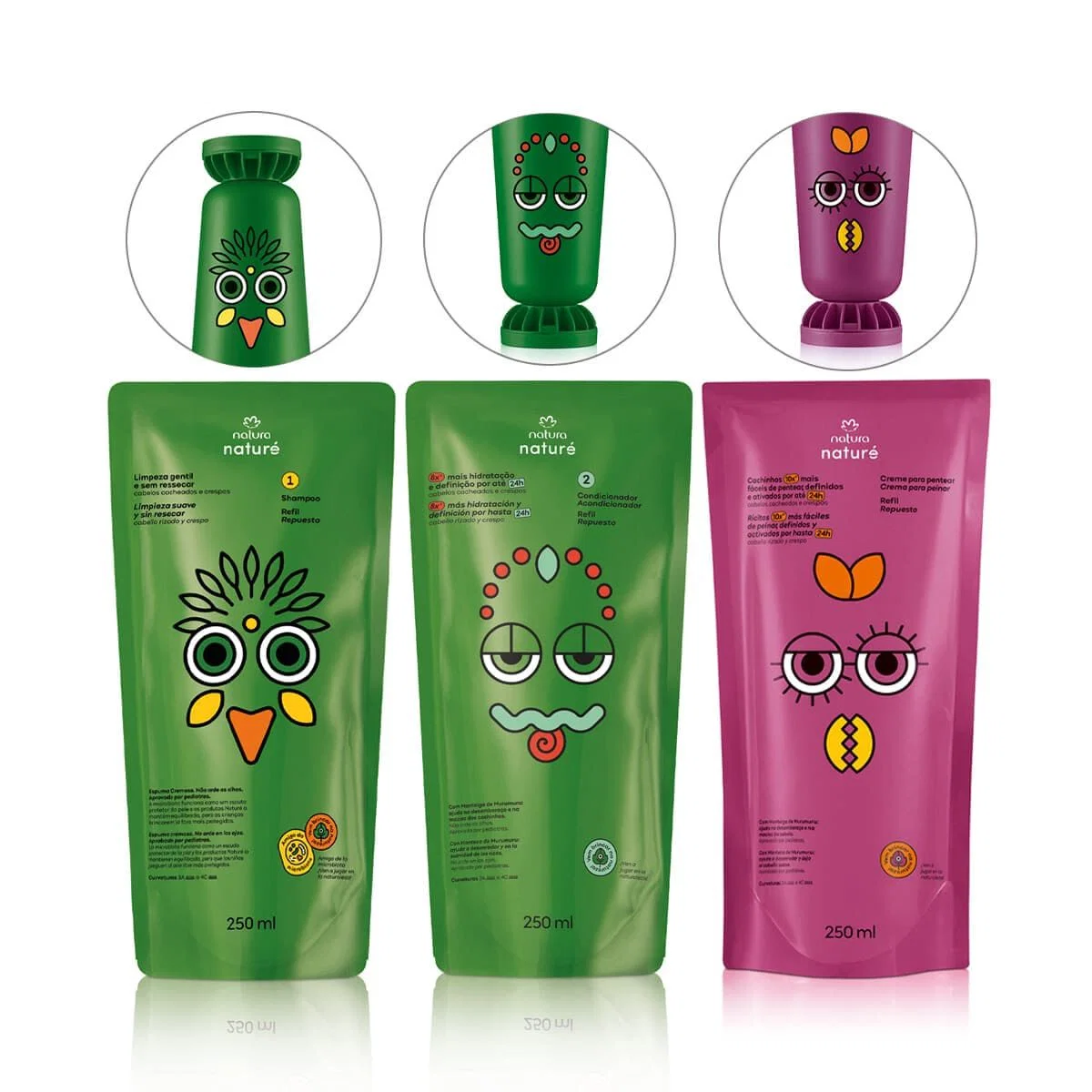 Kit Naturé Refis Cabelos Cacheados e Crespos 3 un de 250 ml — imagem 1