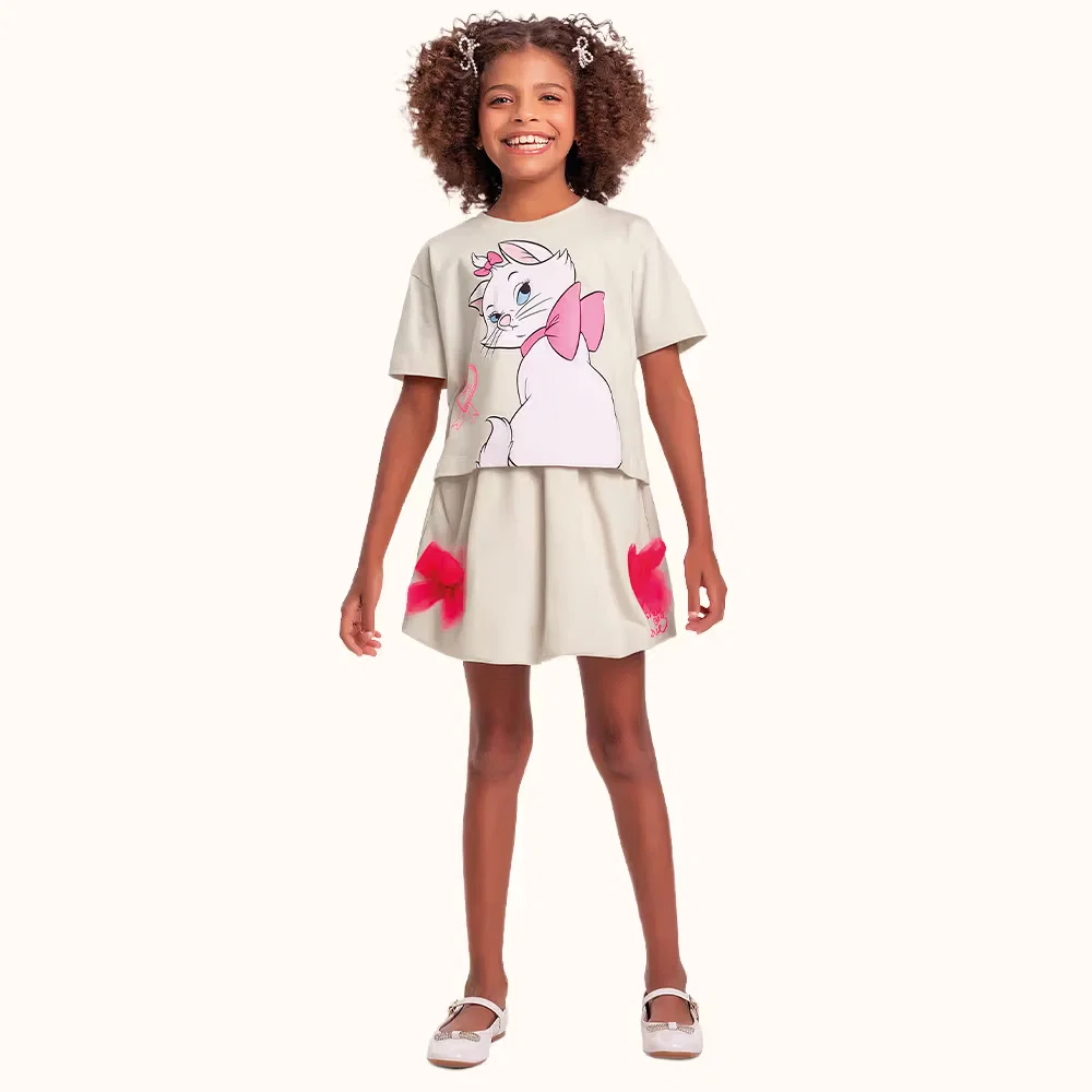 Conjunto blusa e short saia em meia malha marie