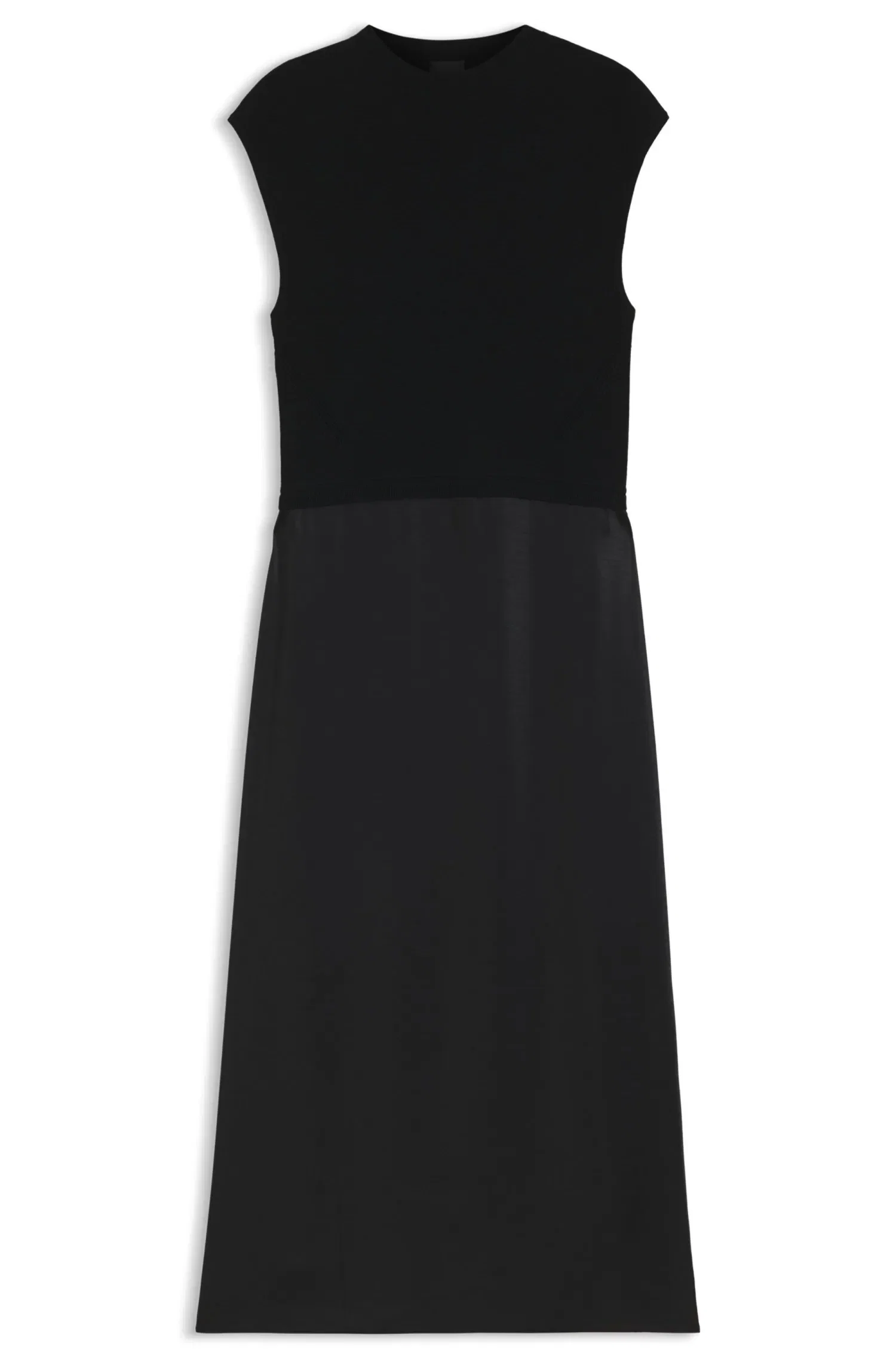 Vestido De Malha Com Saia De Cetim