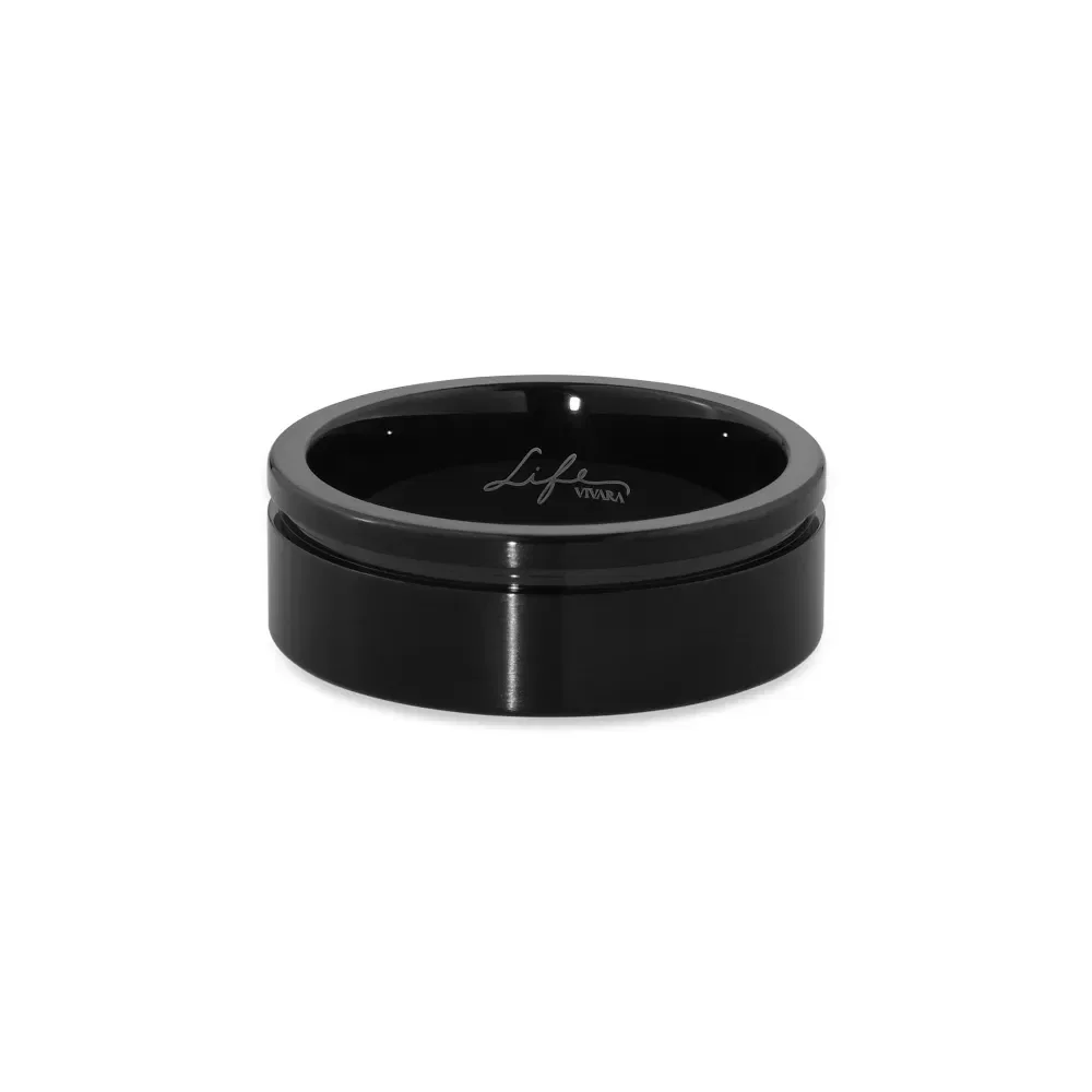 Anel Life Masculino Friso em Aço Preto