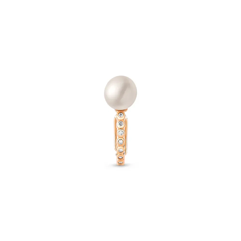 Piercing Una Rosé de Pressão em Ouro Rosé 18k com Pérola e Diamantes