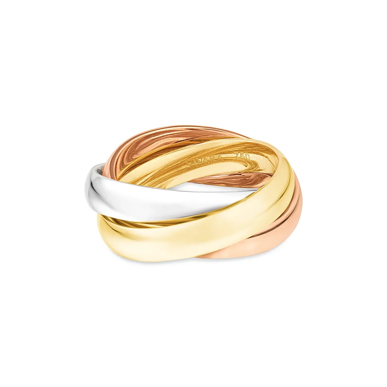 Anel Tricolore em Ouro Amarelo, Ouro Branco e Ouro Rosé 18k — imagem 1