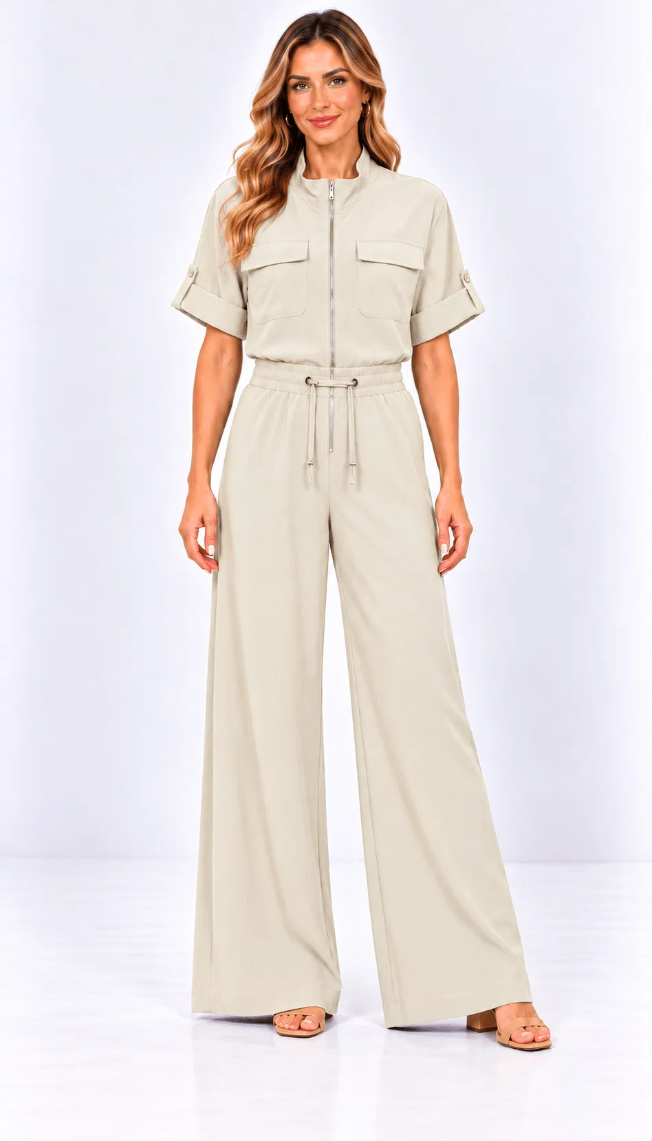 Calça Pantalona Bolsos - Off White