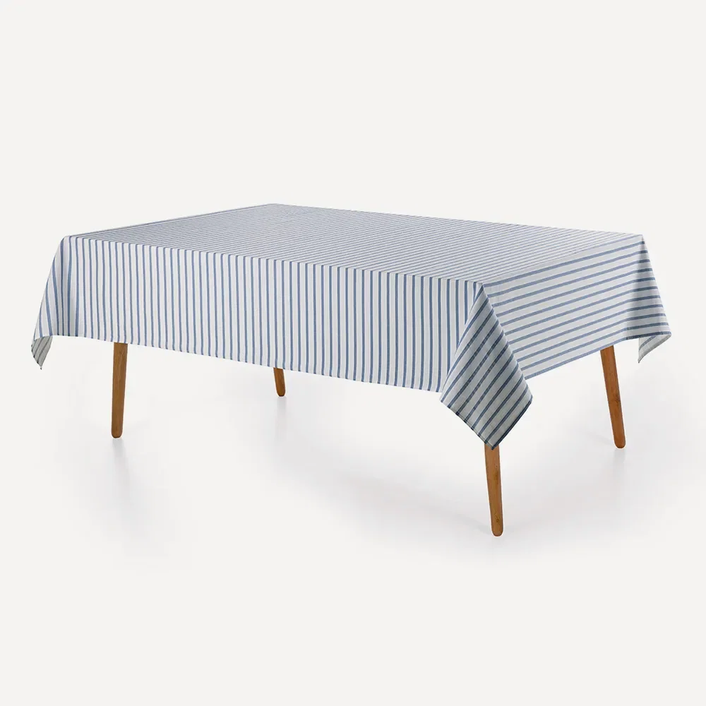 Toalha de Mesa Retangular 8 Lugares Zaira Branco / Azul — imagem 1