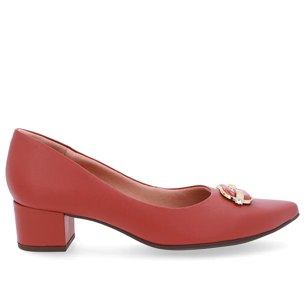 Scarpin Couro Marrom Bico Fino — imagem 1