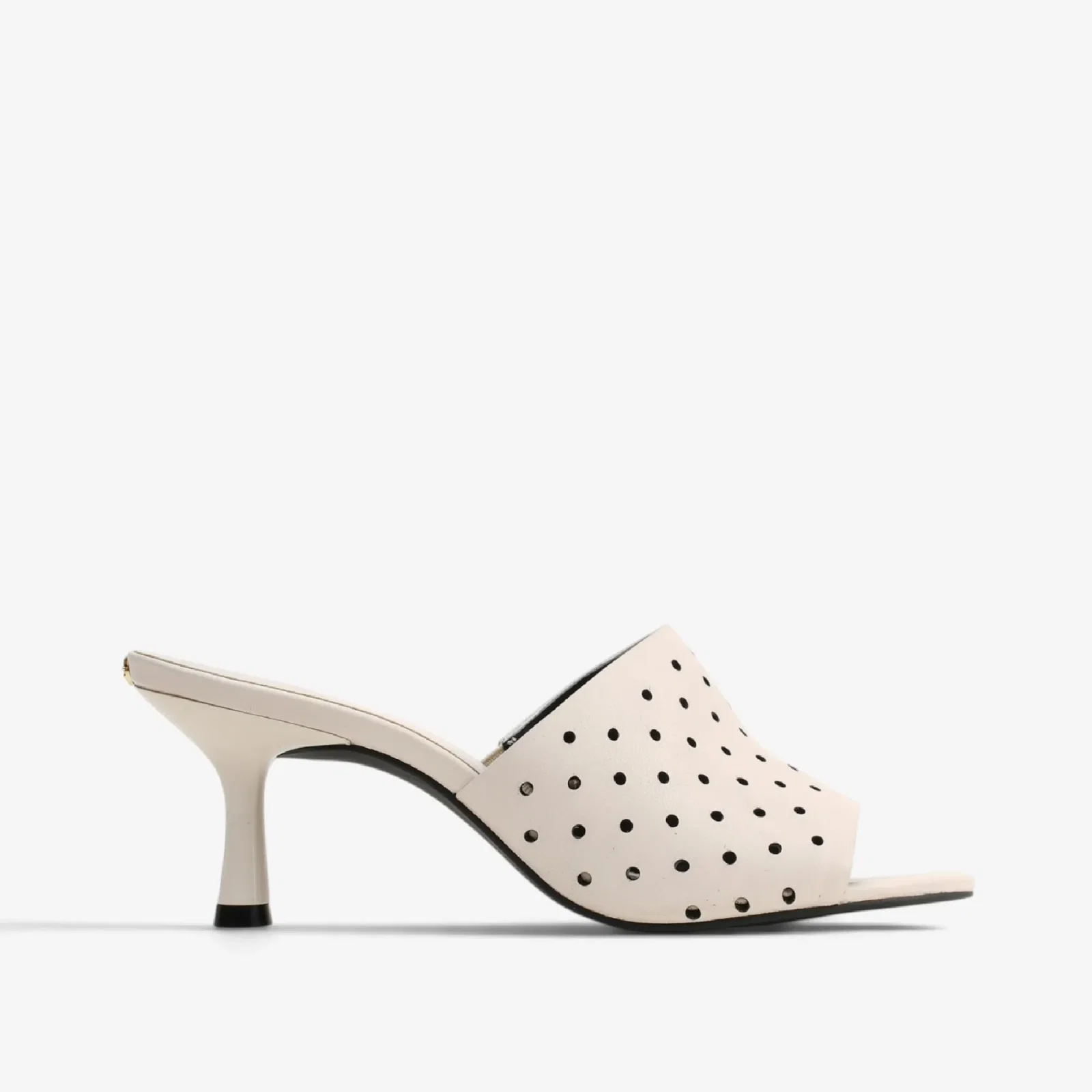 Tamanco Off White Algodão Couro