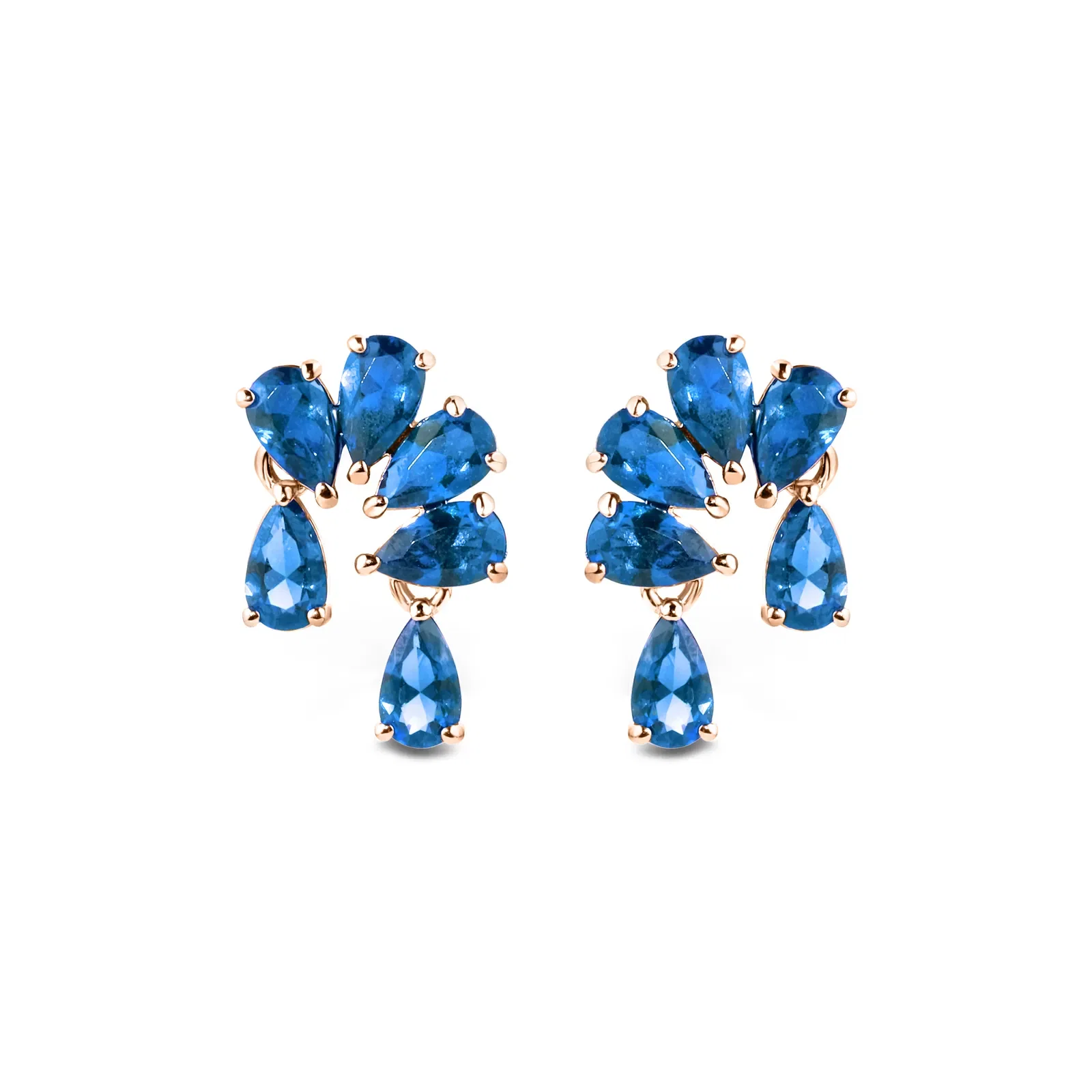 Brinco Ear Cuff Life Lagoon em Liga Rosé com Banho de Ouro Rose 18k e Pedras Azul — imagem 1
