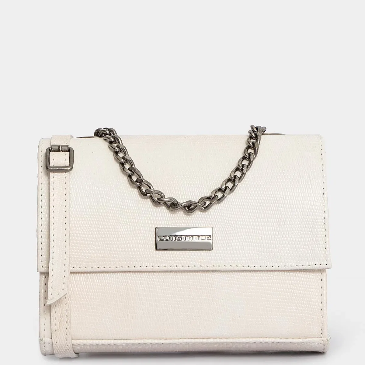 Bolsa Tiracolo Couro Off White Alça Mão Corrente — imagem 1