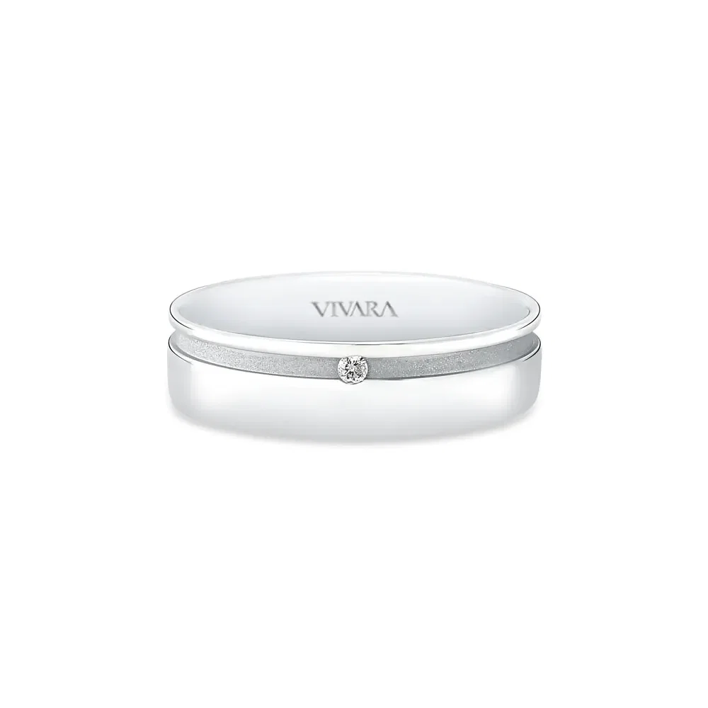 Aliança Valentines em Ouro Branco 18k com Diamante 0,019ct, 6mm