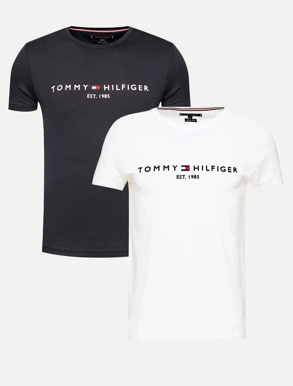 Kit Camisetas Tommy Hilfiger | Masculina Core Logo Tee Azul Marinho / Branca