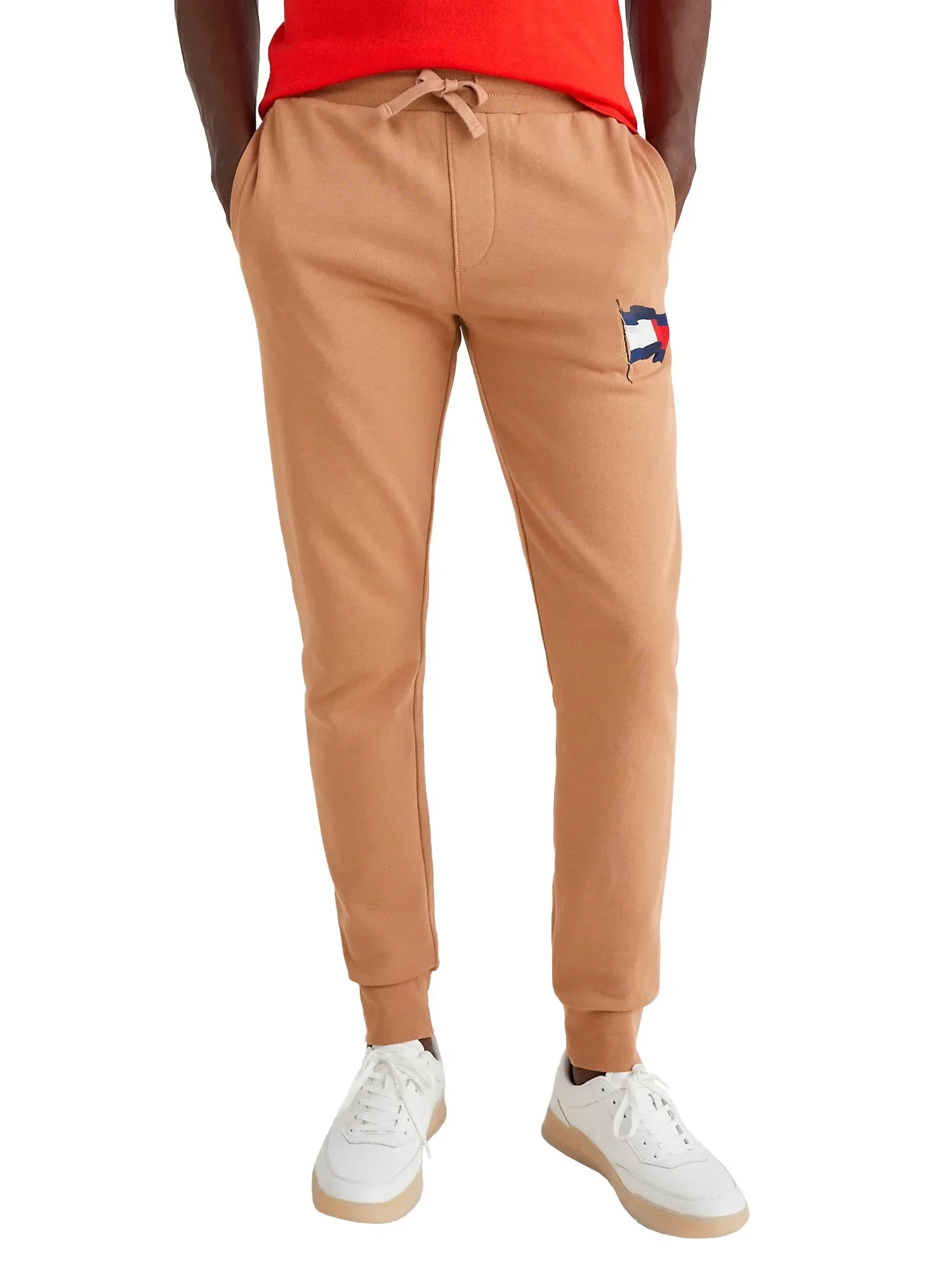 Calça Tommy Hilfiger Masculina Moletom Motion Flag Taped Cáqui