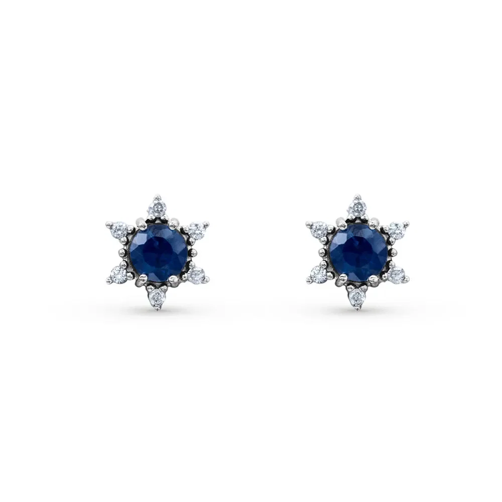 Brinco Dengosa em Ouro Branco 18k com Safira Azul e Diamantes — imagem 1