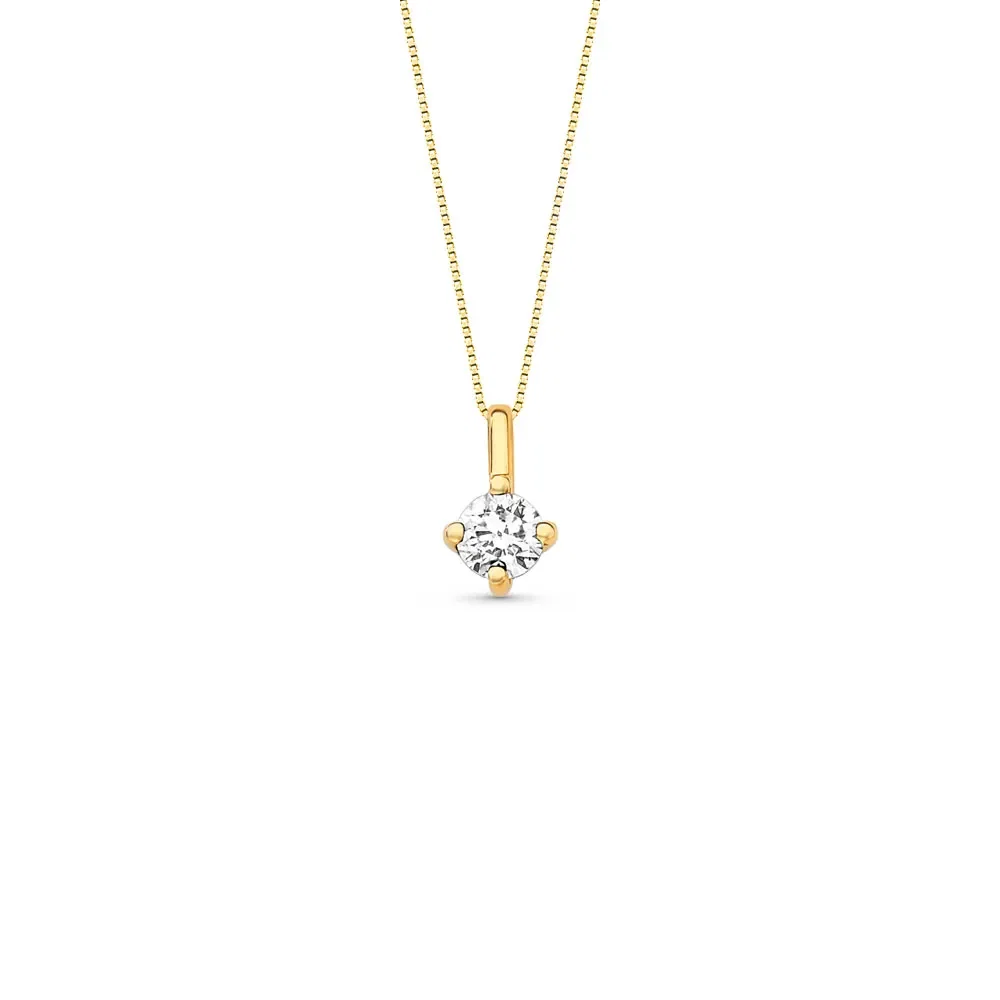 Pingente Solitário em Ouro Amarelo 18k com 0,25ct de Diamante, 9.5mm