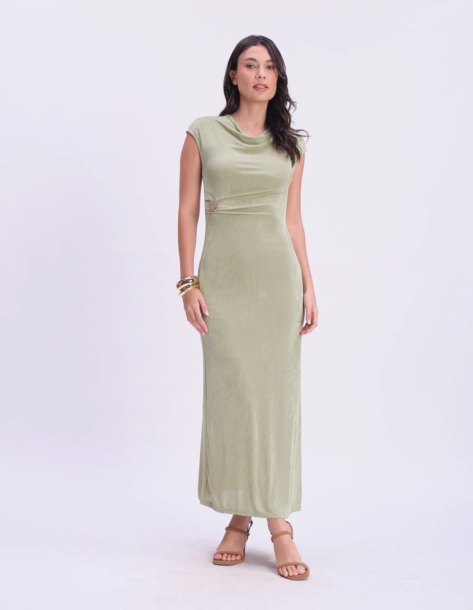 Vestido Longo Detalhe Lateral - Verde