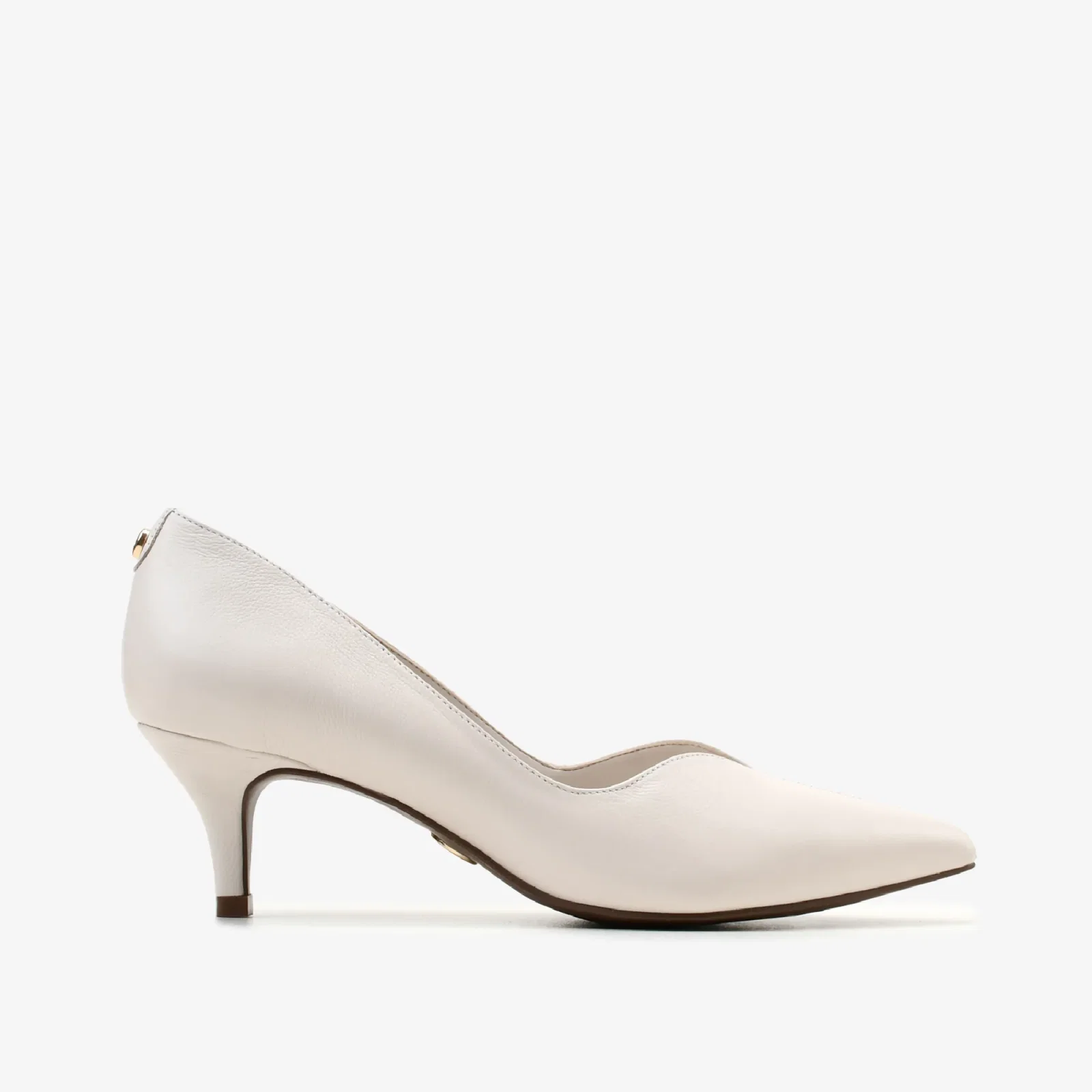 Scarpin Off White Algodão Couro