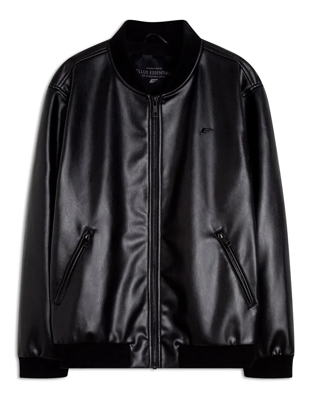 Jaqueta Ellus Masculina PU Leather Bomber Preta