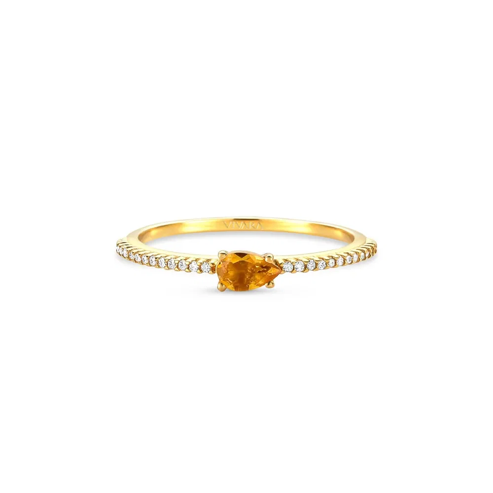 Anel Cores em Ouro Amarelo 18k com Citrino e Diamantes