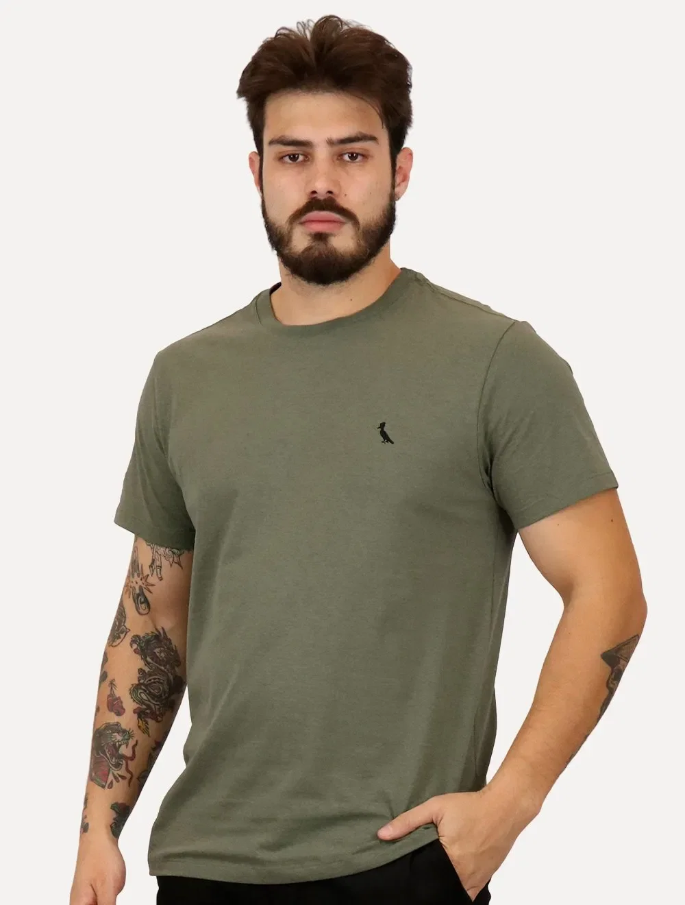 Camiseta Reserva Masculina Regular Paris Verde Militar — imagem 1