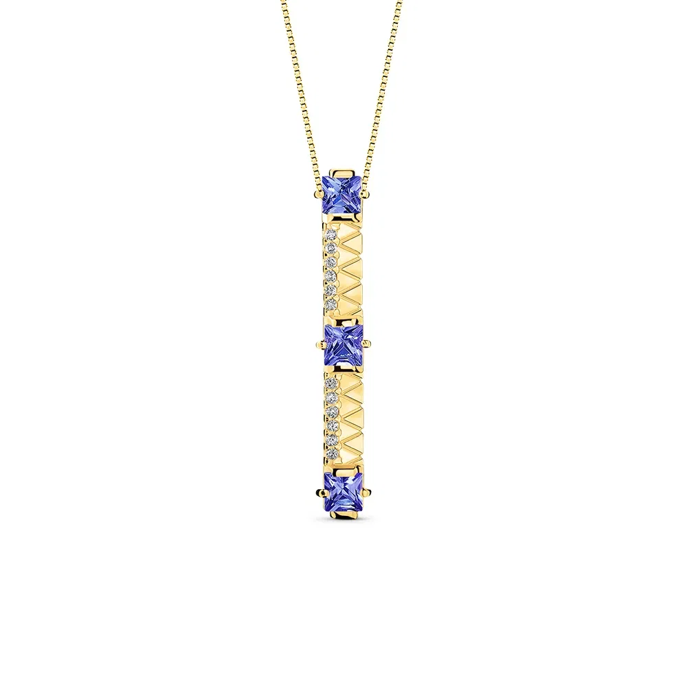 Pingente Icona em Ouro Amarelo 18k com Tanzanitas e Diamantes, 30mm — imagem 1