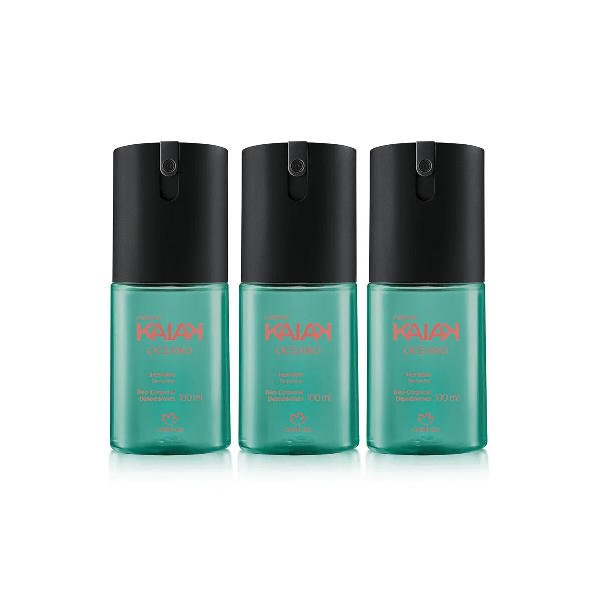 Kit Kaiak Desodorante Corporal Feminino Oceano 3 unidades de 100 ml