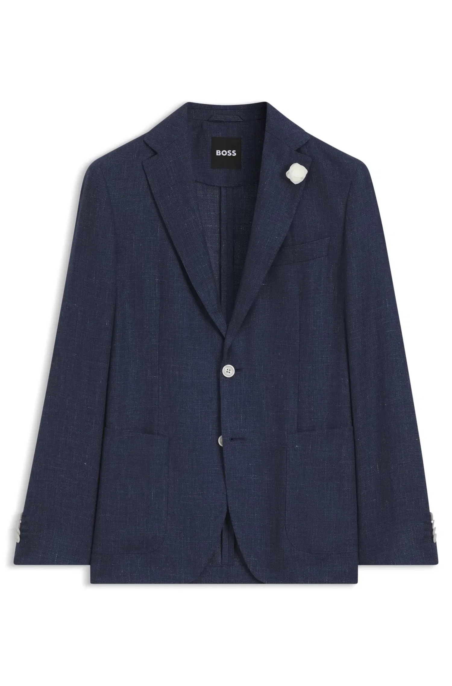 Blazer Slim Fit Numa Mistura De Linho Com Micropadrão