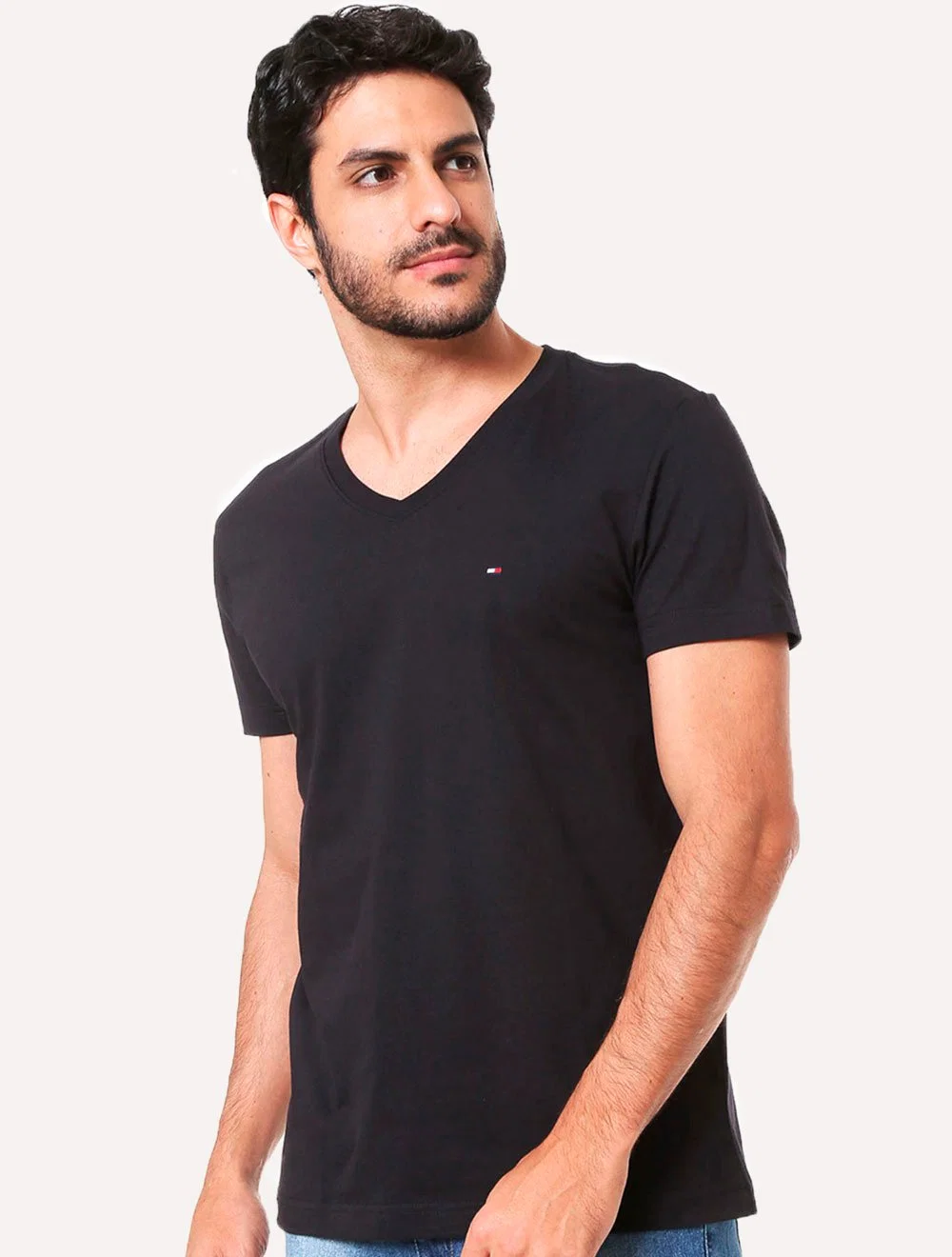 Camiseta Tommy Hilfiger Masculina Essential V-Neck Preta — imagem 1