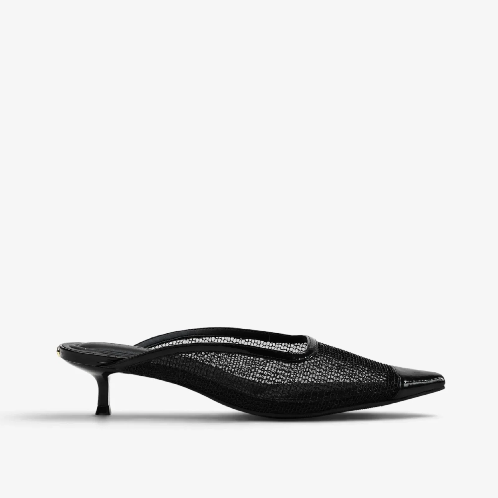Mule Preto Tela Couro