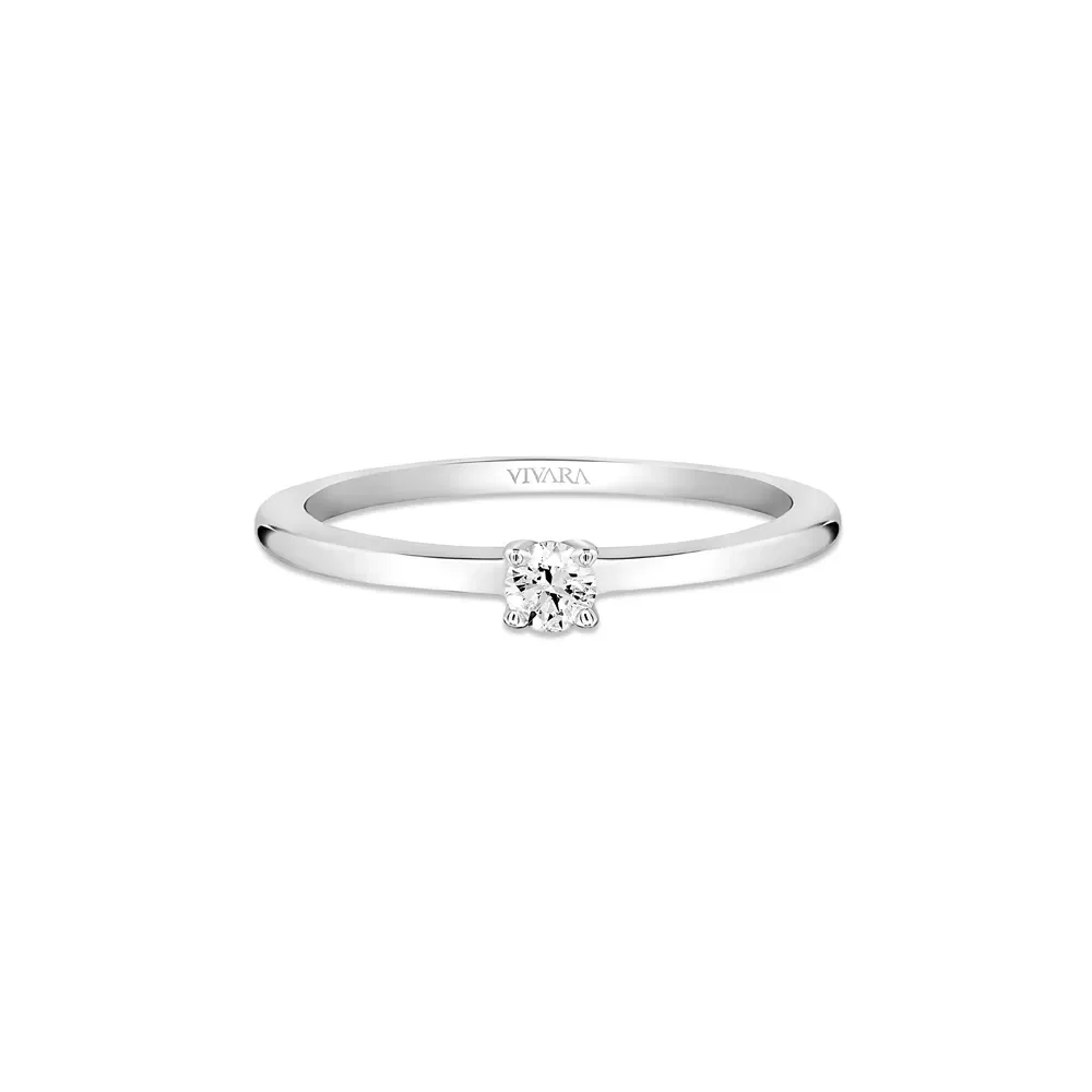 Anel Solitário Classic em Ouro Branco 18k com 0,11ct de Diamante