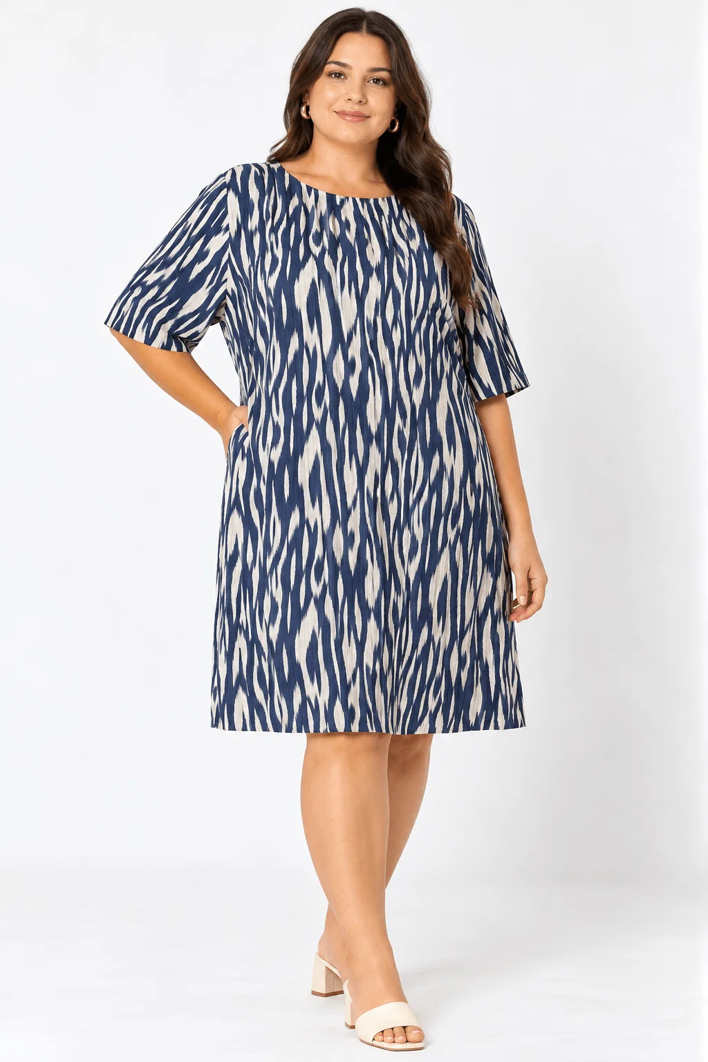 Vestido Curto Estampado Print Bicolor - Azul
