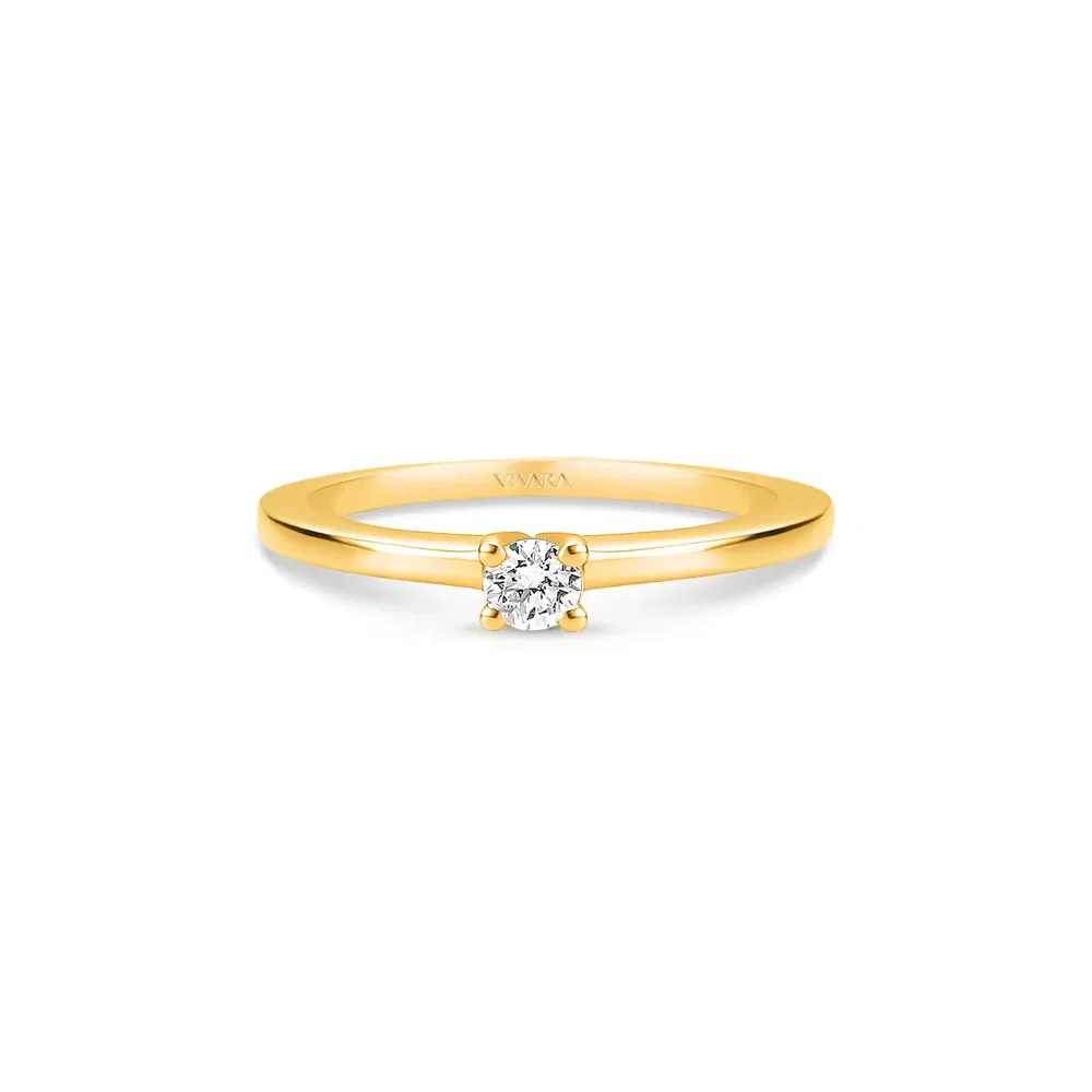 Anel Solitário Classic em Ouro Amarelo 18k com 0,09ct de Diamante