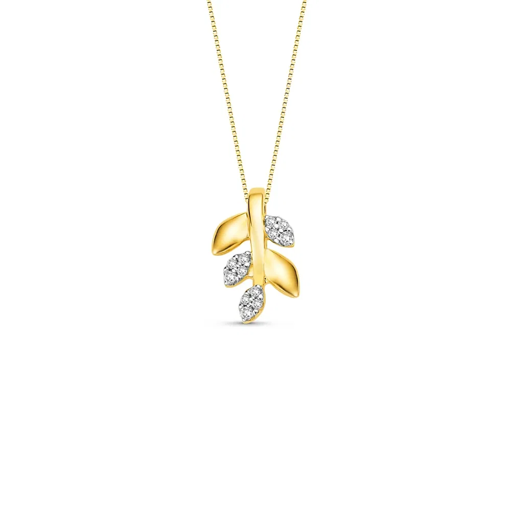 Pingente Nature em Ouro Amarelo 18k com Diamantes, 13mm — imagem 1