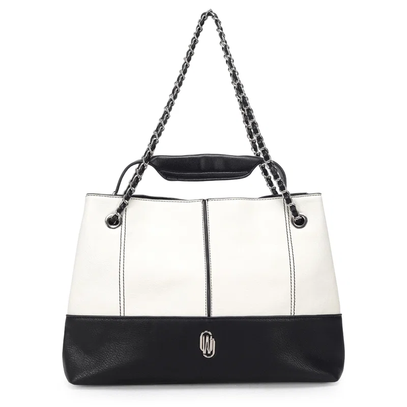 Bolsa Satchel Grande Bicolor Com Alca Corrente