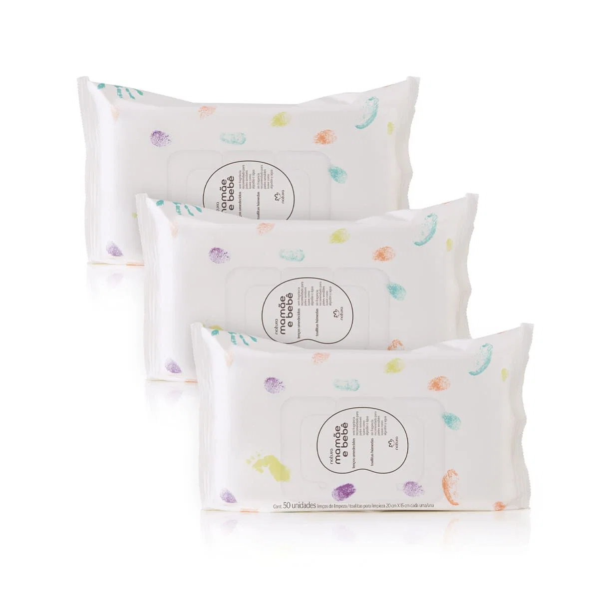Kit Lenços Umedecidos Sem Fragrância Mamãe e Bebê 3 un de 50 folhas — imagem 1