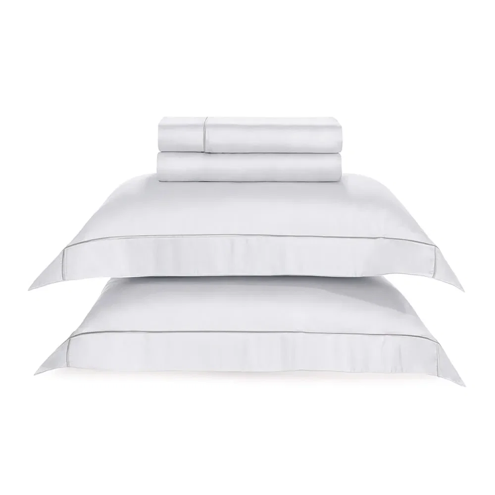 Jogo de Cama Casal 300 fios 100% Bambu Girelli Branco / Platino