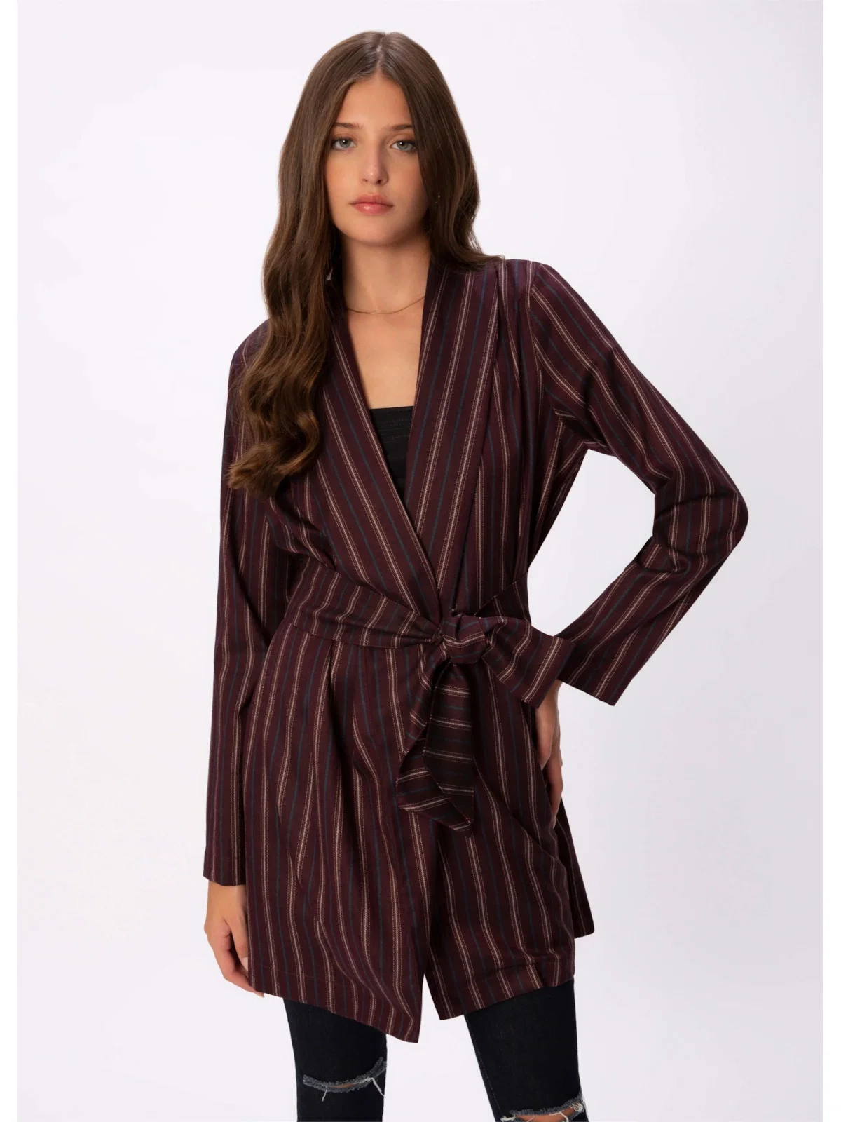 Blazer Robe Listras Estampado