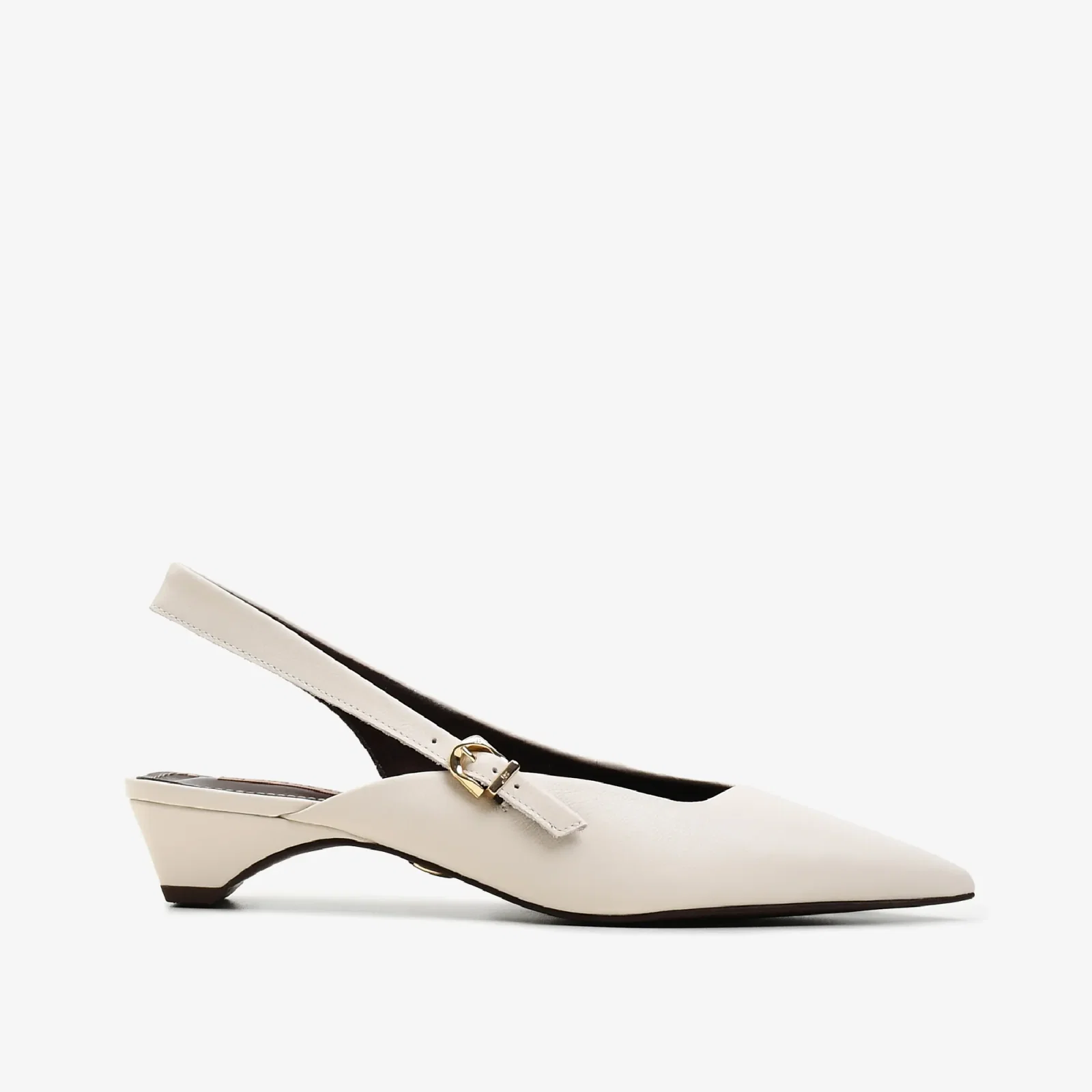 Slingback Off White Algodão Couro — imagem 1