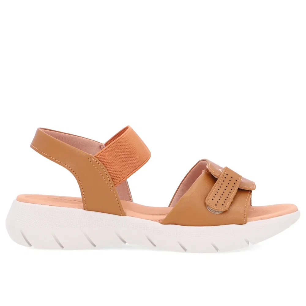 Sandália Salto Plataforma Couro Marrom Ajuste Fecho-Flex — imagem 1