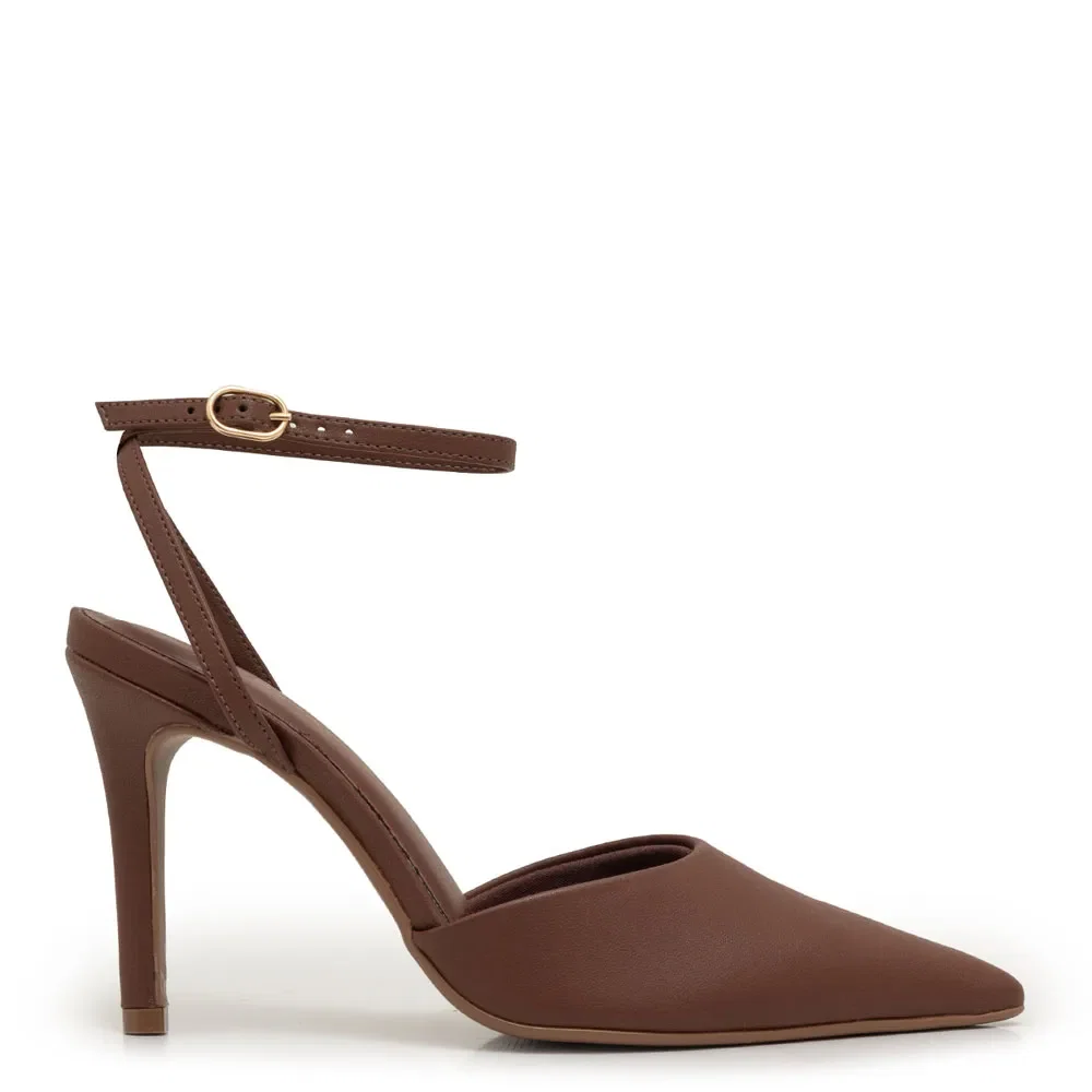 Scarpin Alto Monocromático Marrom